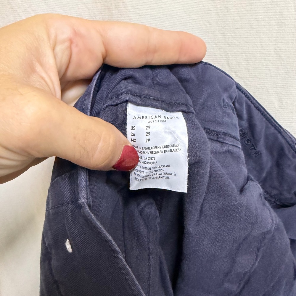 American Eagle Ne(x)t Level Flex Mens Navy Blue Longer Length Chino Shorts 29 - Picture 6 of 7